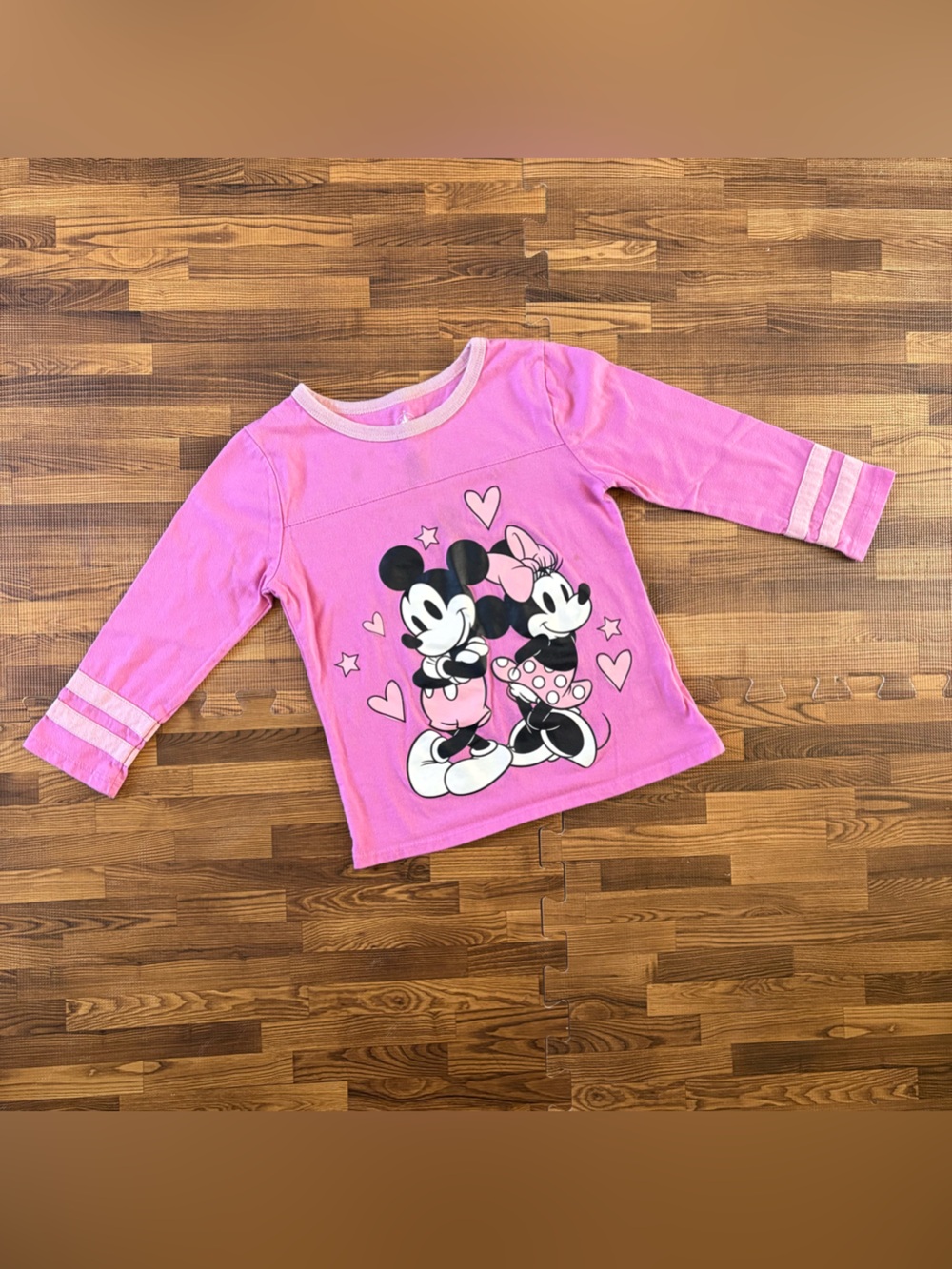 Disney Pink Minnie & Mickey Long Sleeve Graphic Tee Medium(7/8)